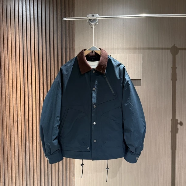 秋季新款美式休闲翻领夹克男士纯色宽松韩版工装外套简约青年上衣