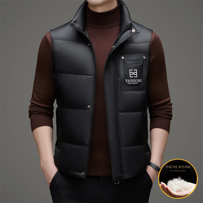羽绒马甲男冬季新款休闲背心马夹无袖男士羽绒服加厚保暖坎肩