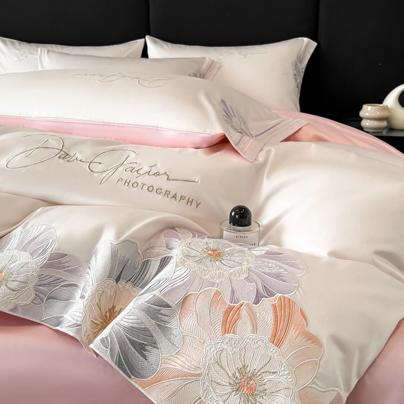 高端全棉纯棉轻奢刺绣床上四件套2025新款床单被套床笠款宿舍床品