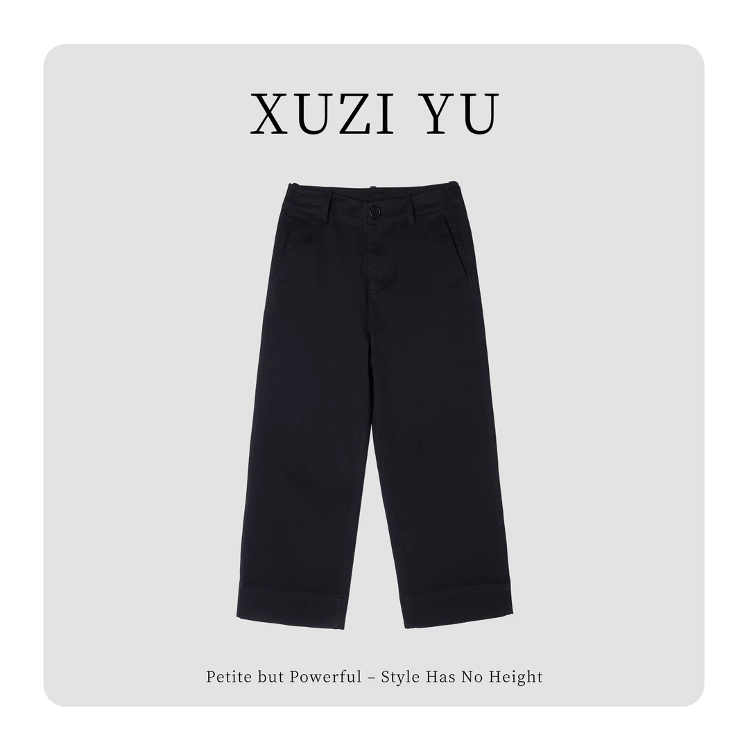 XUZI YU.小个子定制秋冬穿搭百搭高腰显瘦直筒小黑裤女771-K366