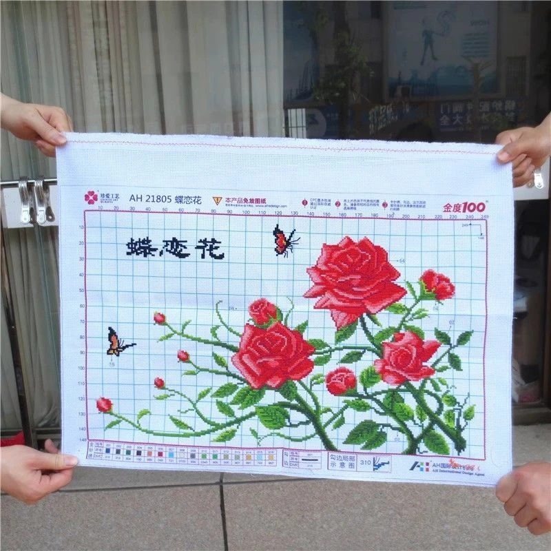 纯手工十字绣成品蝶恋牡丹花绣好的大幅线绣客厅卧室新款装饰挂画