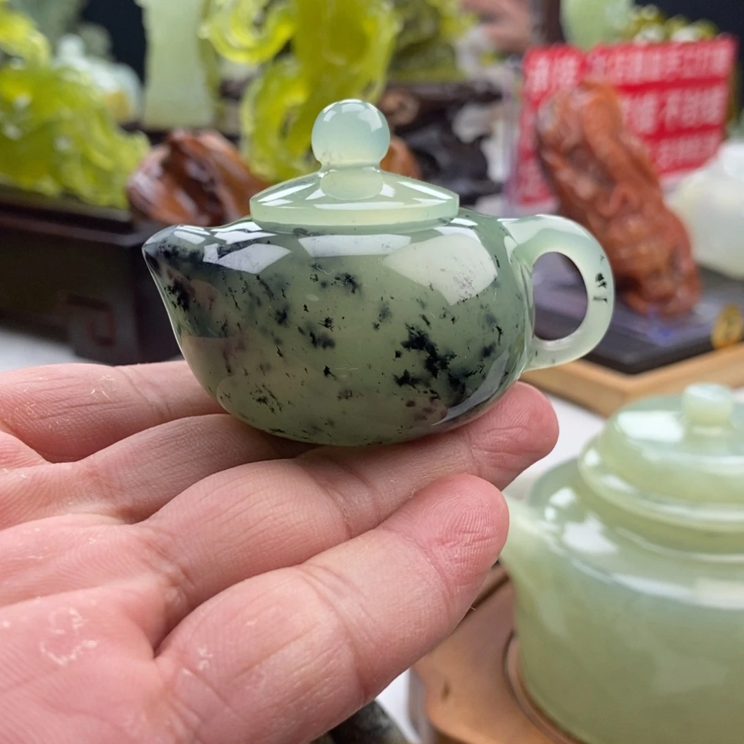 岫玉未镶嵌四大名玉手把壶