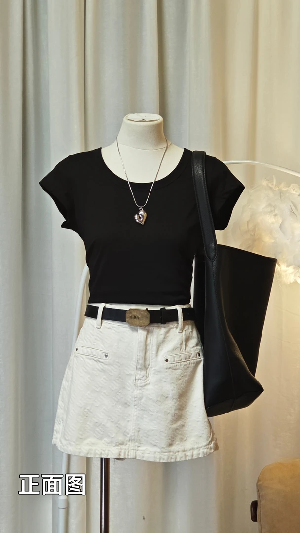 假两件高腰牛仔短裤裙时尚新款百搭显示A字阔腿裙裤 13520