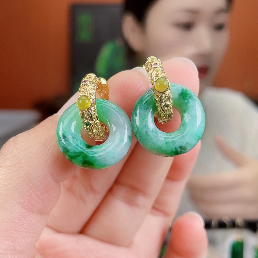 翡翠未镶嵌耳饰饰品