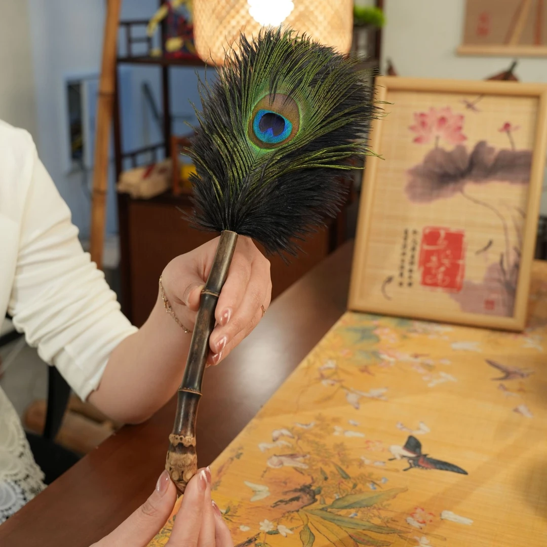 【扫走烦恼】真孔雀毛除尘掸灰孔雀翎驼鸟毛桌面清洁家用茶室清理