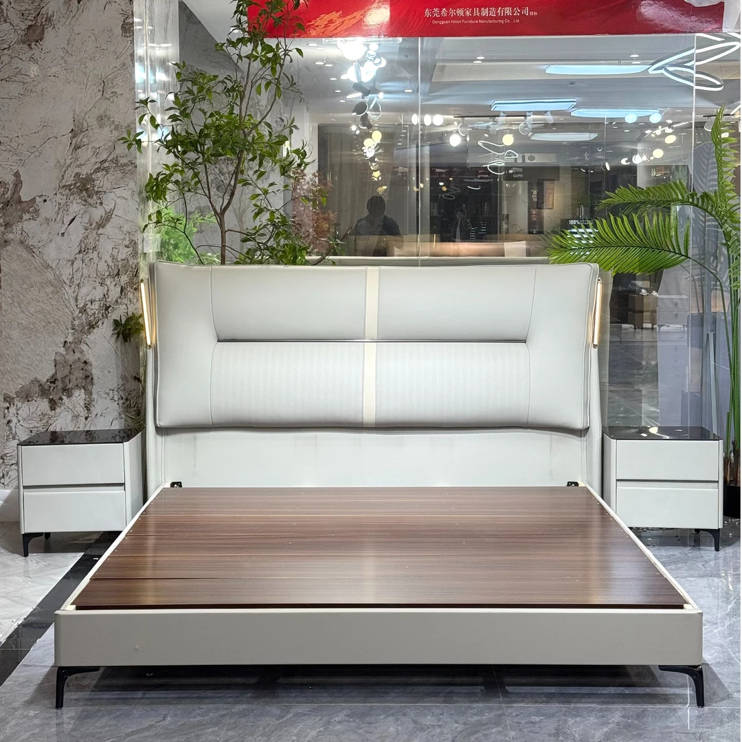 头层皮床线下定制款软包实木框架主卧免洗大床#125