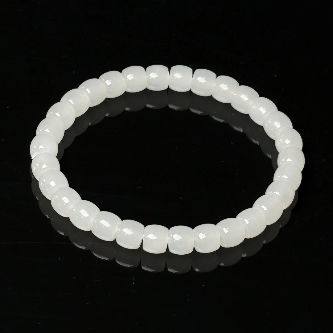 712012#天然和田玉白玉直切极限弧手串颗颗温润细腻尽显优雅气质