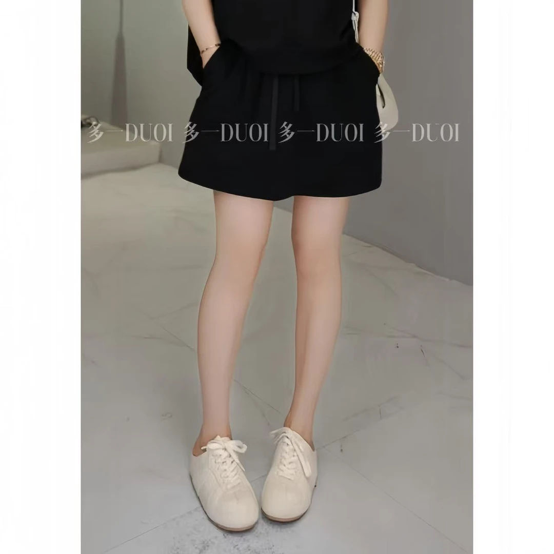 多一“抽绳裙”2025夏季休闲百搭松紧腰防走光自带安全裤抽绳裤裙