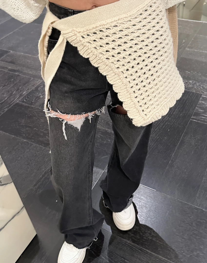 LlLULU 简约风文艺镂空屁帘通勤甜美编织洋气