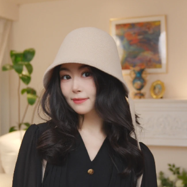 达芬奇密码羊毛绑带渔夫帽时尚加厚复古百搭贵妇漂亮洋气秋季帽子