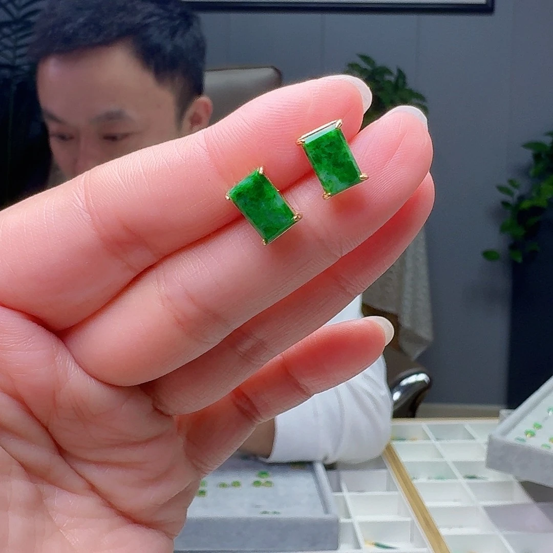 翡翠银S925镶嵌耳饰多样性发货其一