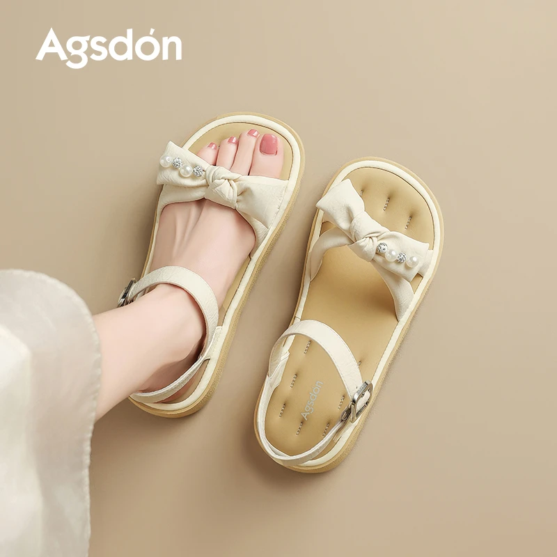 /奥古狮登平底凉鞋女2025新款夏季外穿白色凉拖鞋运动软底不累脚Q