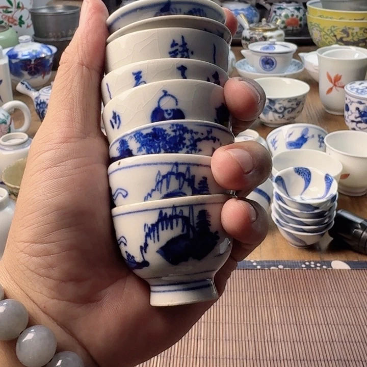 环***人青花瓷器杯子茶具