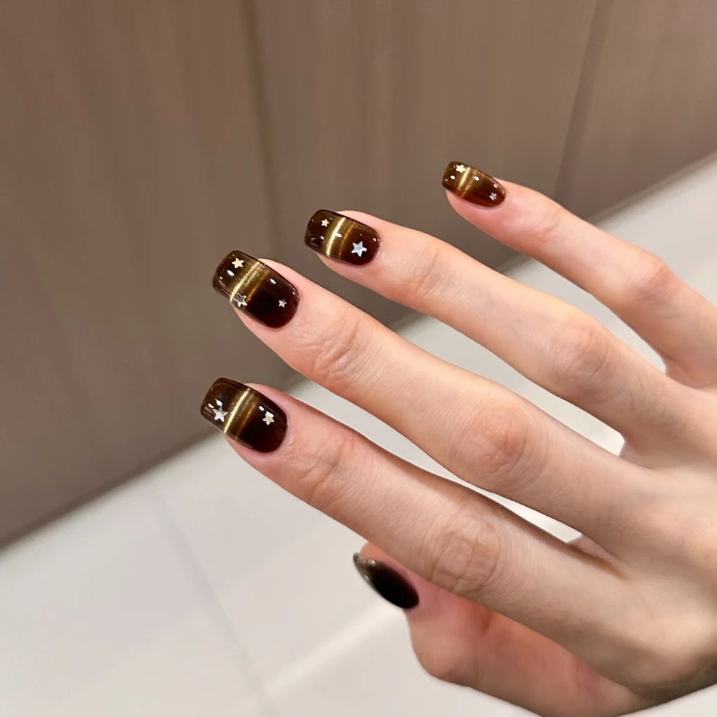 焦糖毛衣 短款气质纯手工穿戴美甲纯色穿戴式