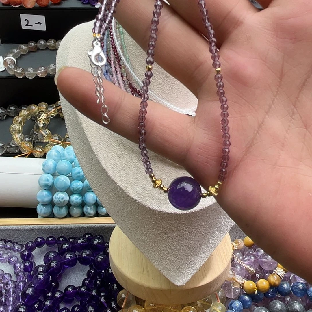 水晶手链未镶嵌乌拉圭紫水晶锁骨链