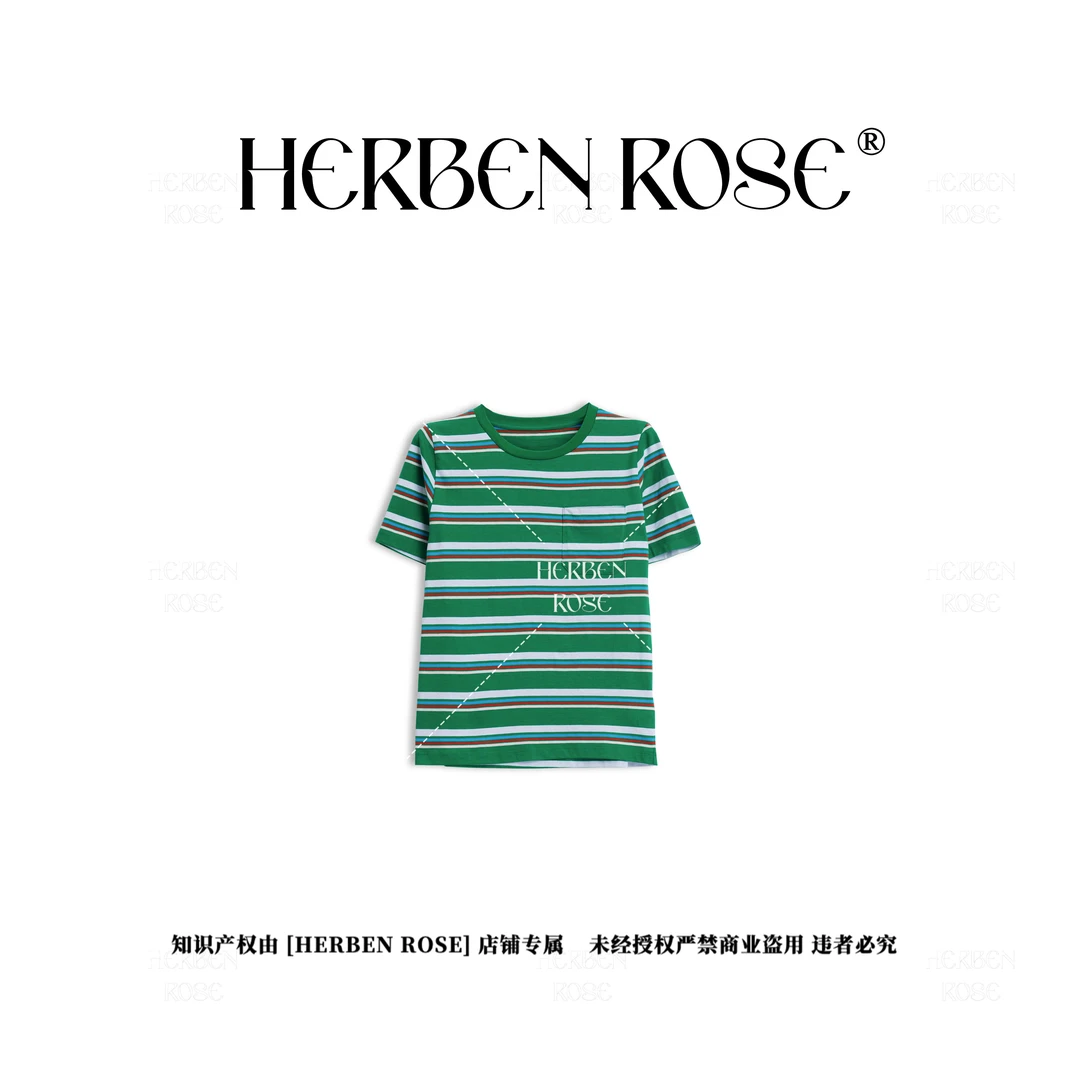 2025夏季新款三色复古条纹短袖 741813