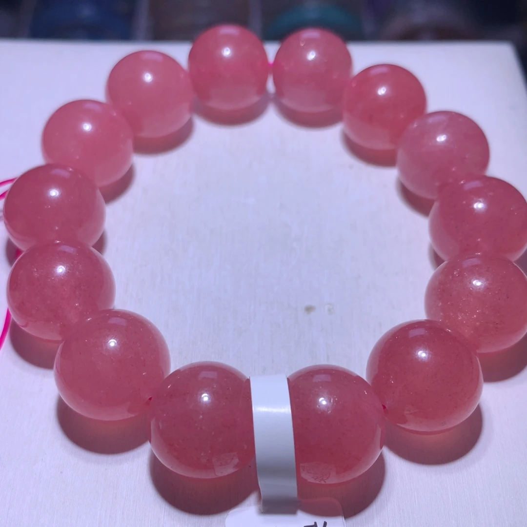 水晶手串银S925镶嵌红草莓16.6m