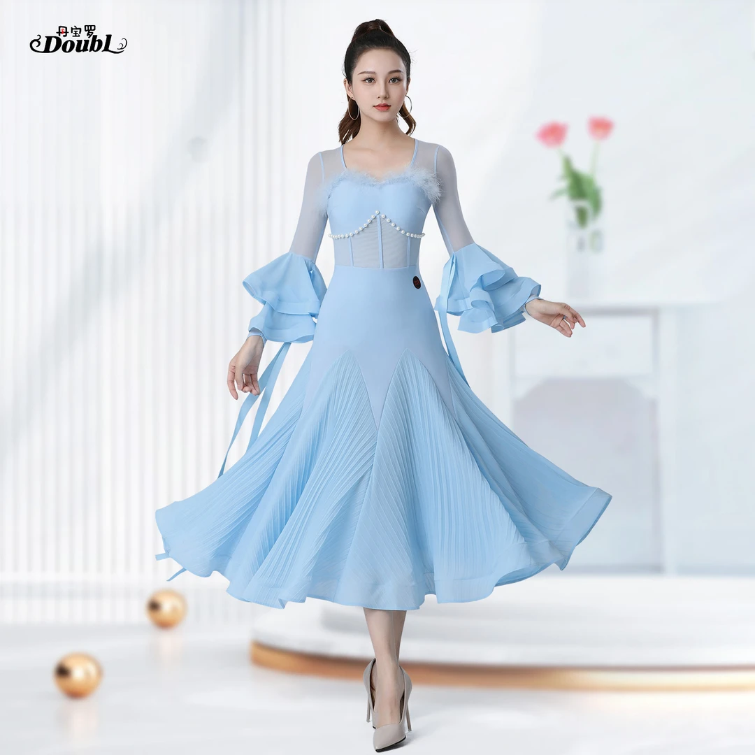 丹宝罗摩登舞蓝色连衣裙国标舞大摆裙2025年女士品牌高级比赛裙于