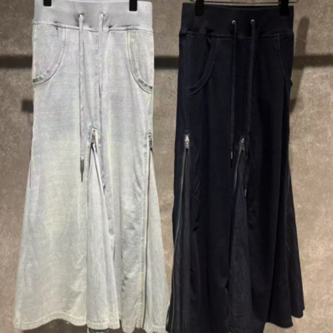 【Ann.G】B40207 原创设计抽绳拉链半身裙女修身显瘦鱼尾长裙