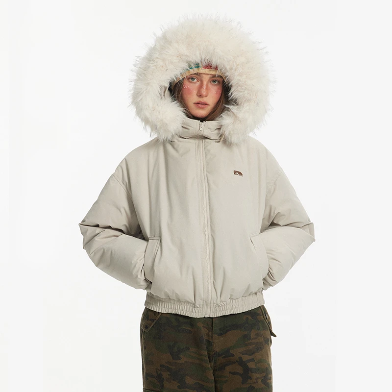 江南先生入冬保暖美式复古毛领棉衣派克白鸭羽绒服外套JN43D49