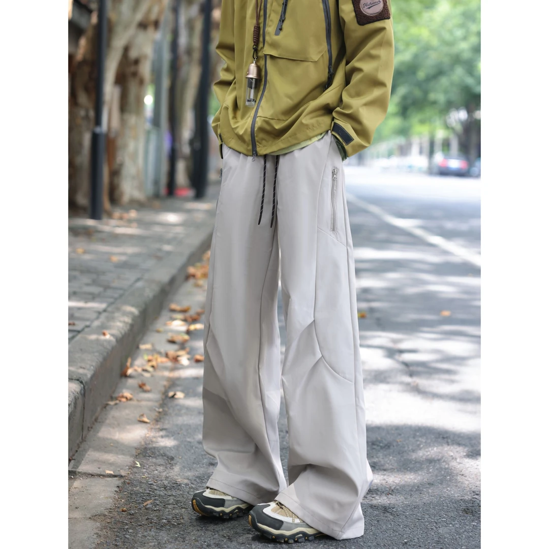 户外登山运动冲锋裤男款秋季宽松阔腿休闲裤美式潮牌机能工装裤子