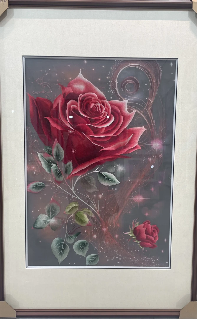 纯手工苏绣精品单面绣挂画《玫瑰花》