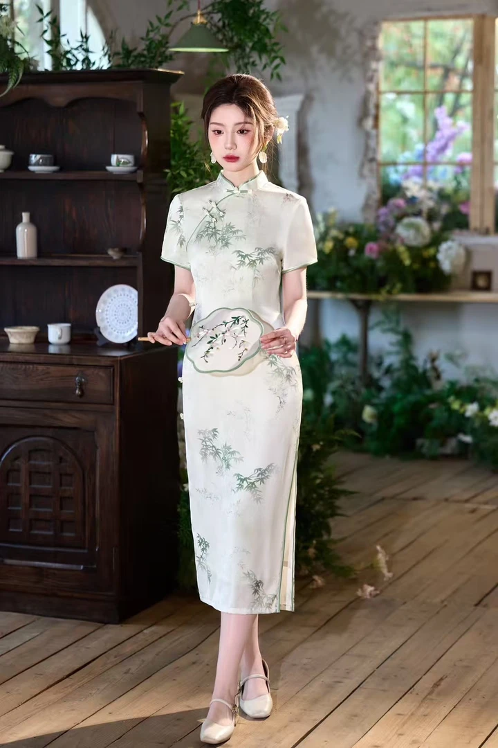 《985》中高考旗开得胜一路绿灯夏新款双层提花新中式旗袍改良年轻