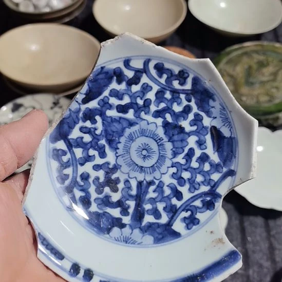 瓷片青花影青杯垫学习标本