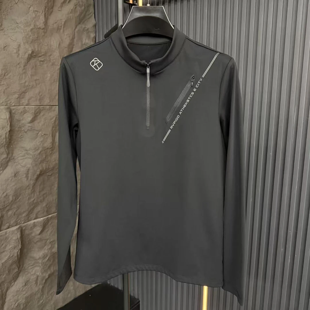 冬季新款T恤立领半拉链长袖高克重抗静电打底衫35197