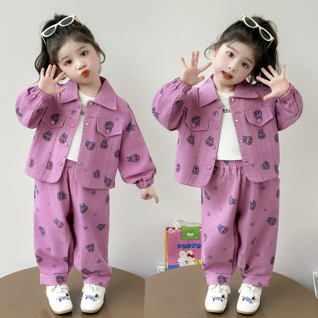 女童马甲套装春秋款2025新款儿童洋气格子外套宝宝秋装休闲两件套