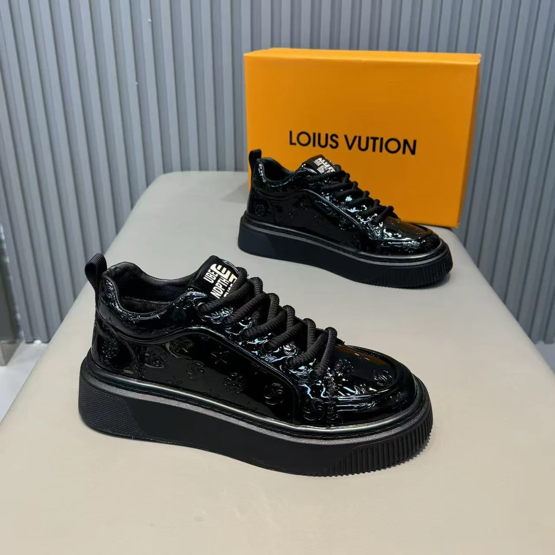 冬季198933单棉同款加绒男鞋低帮漆皮时尚板鞋休闲鞋