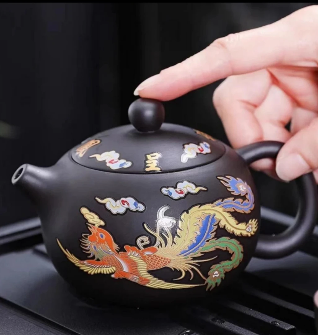 【展宏茶具】紫砂变色龙凤西施壶单壶