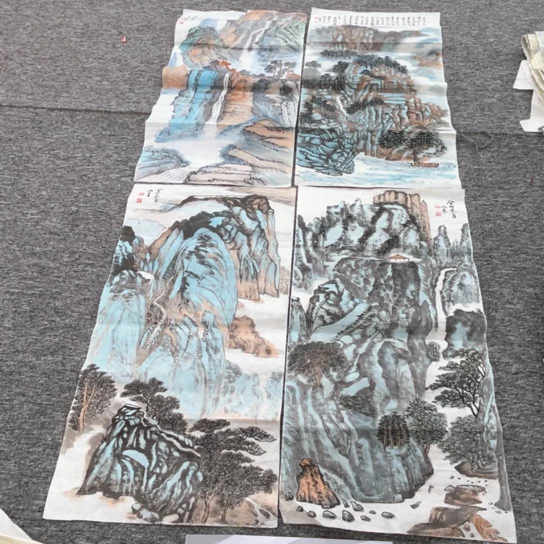 国画四尺四开绘画作品有一张裂开一点点微瑕介意慎拍