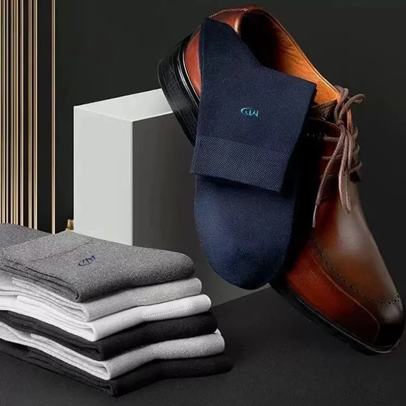 【新疆长绒棉】新疆长绒棉男士纯棉四季长筒5双装纯色运动袜透气袜