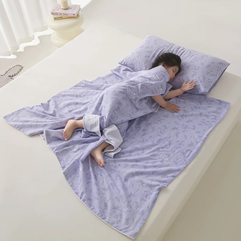 全棉纱布儿童防踢被子纯棉夏被空调被夏季幼儿园护肚夏凉被可机洗
