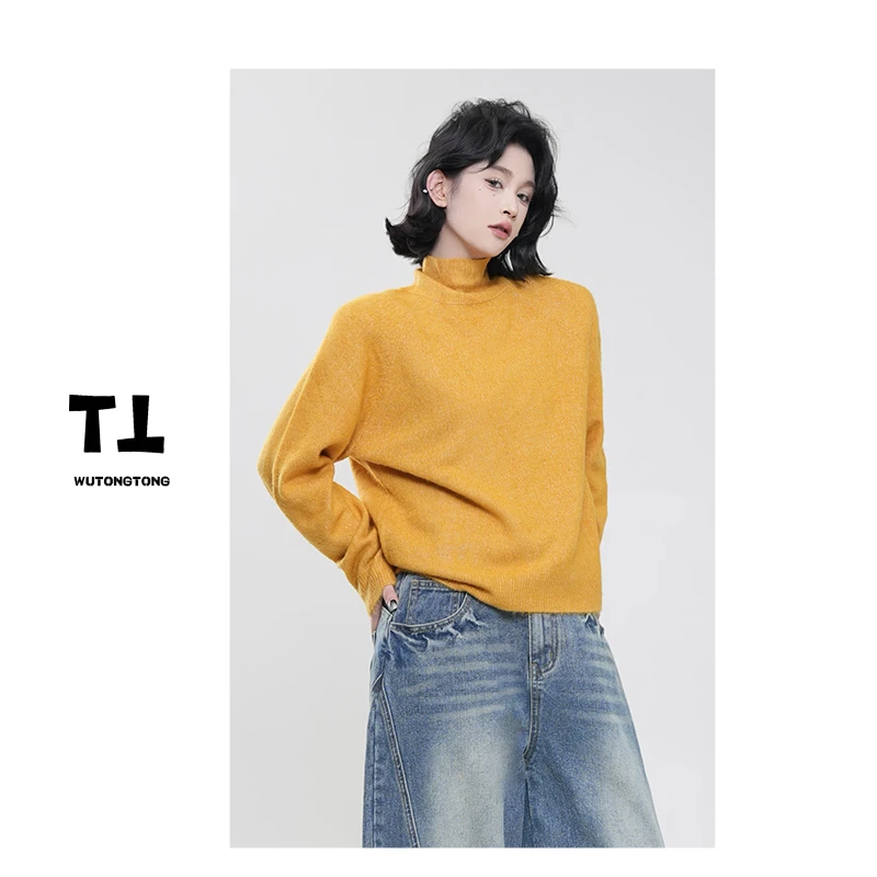 吴童童现货【摩托秘典】冬季高领套头毛衣女宽松针织打底衫61735