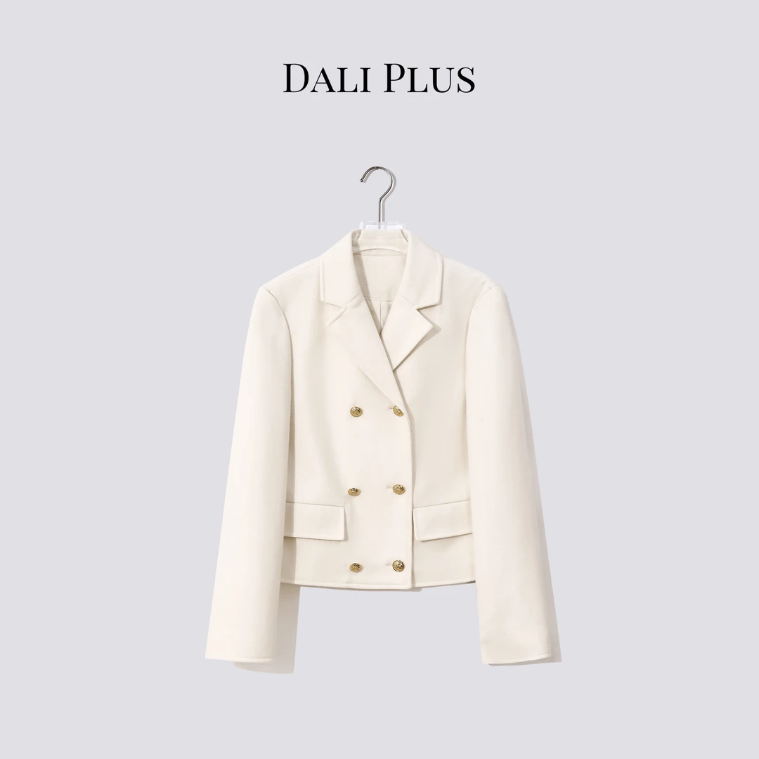 DALI PLUS“精仿羊毛白金西装”双排扣短款外套-D5TY0127