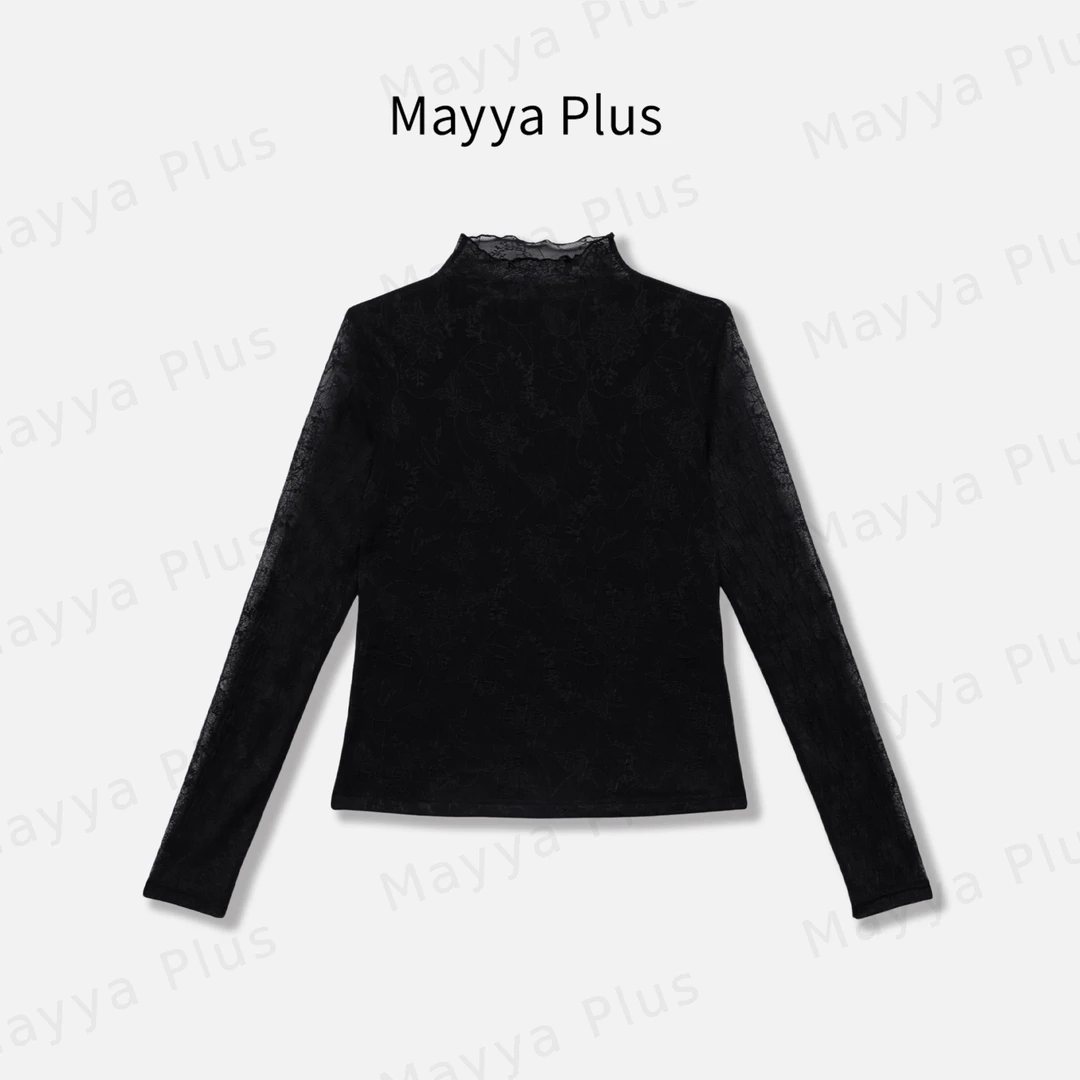 【蕾丝宣言】Mayya Plus麦芽定制气质显瘦流光风打底衫上衣32546312