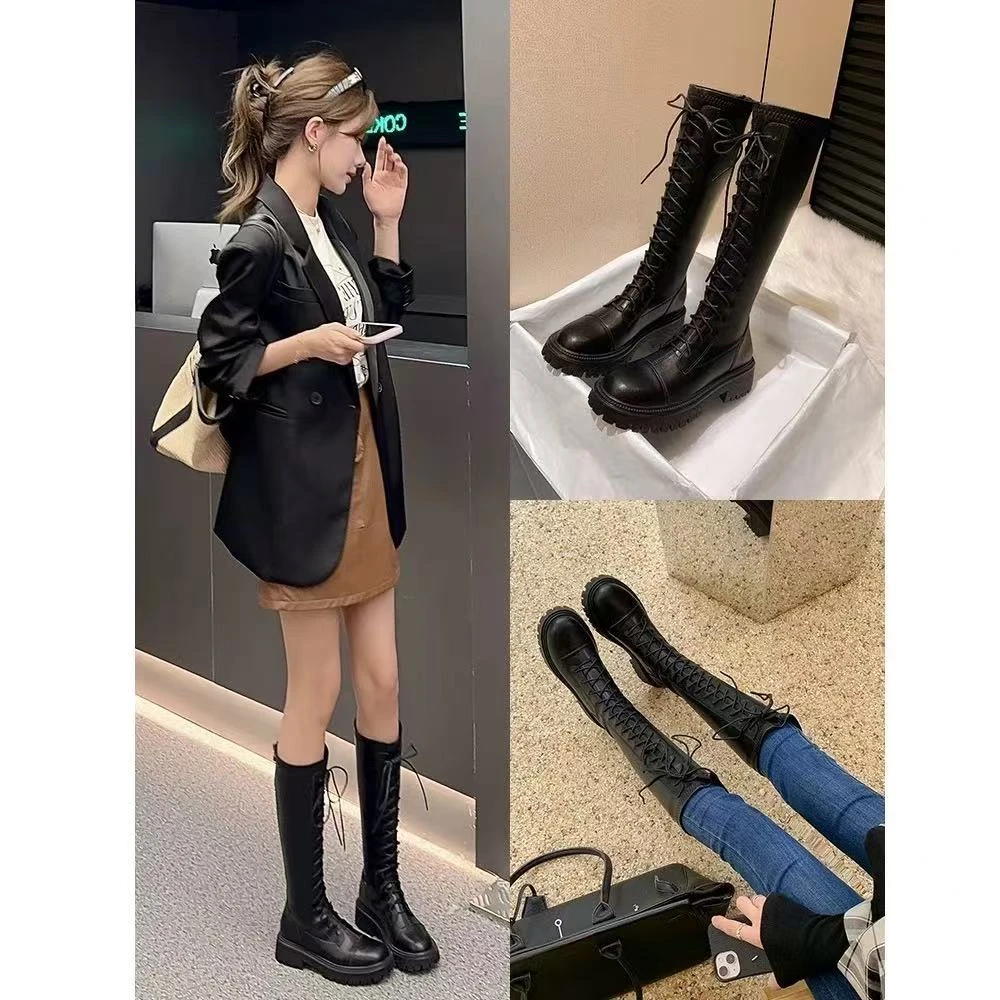 简约显瘦小个子增高不过膝百搭时尚长筒靴A666-5