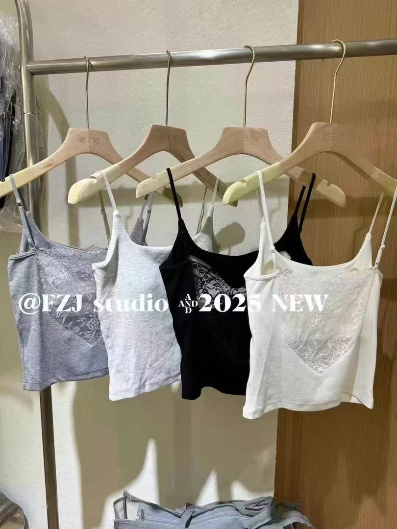 2712(8115)性感露背蕾丝吊带背心女一体杯内搭打底美背上衣夏季