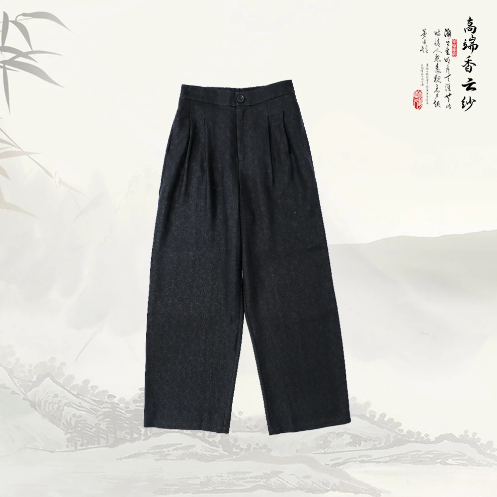 新款香云纱新中式国风休闲显瘦长款裤子536047