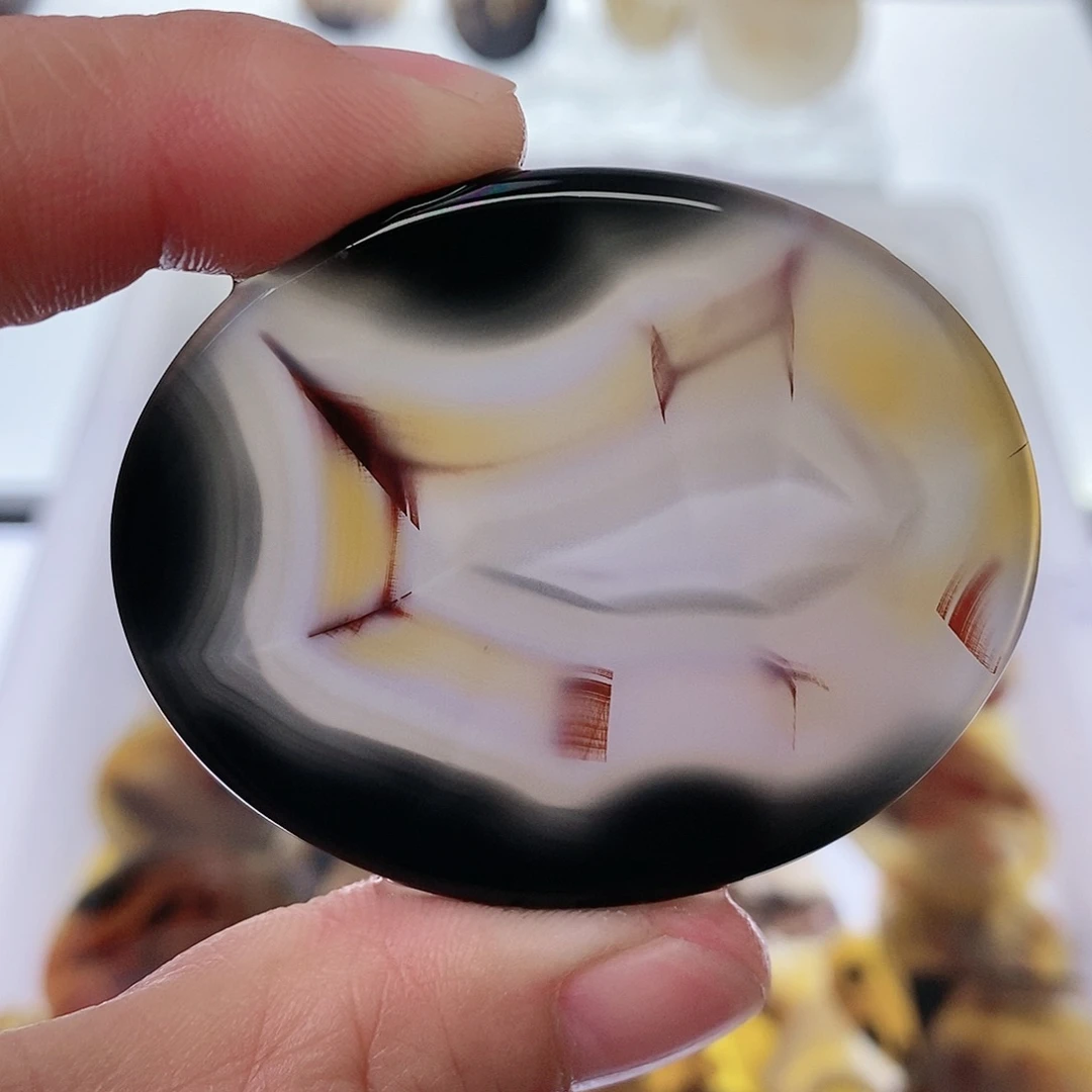 玛瑙/玉髓珠宝半成品未镶嵌平湖帆影