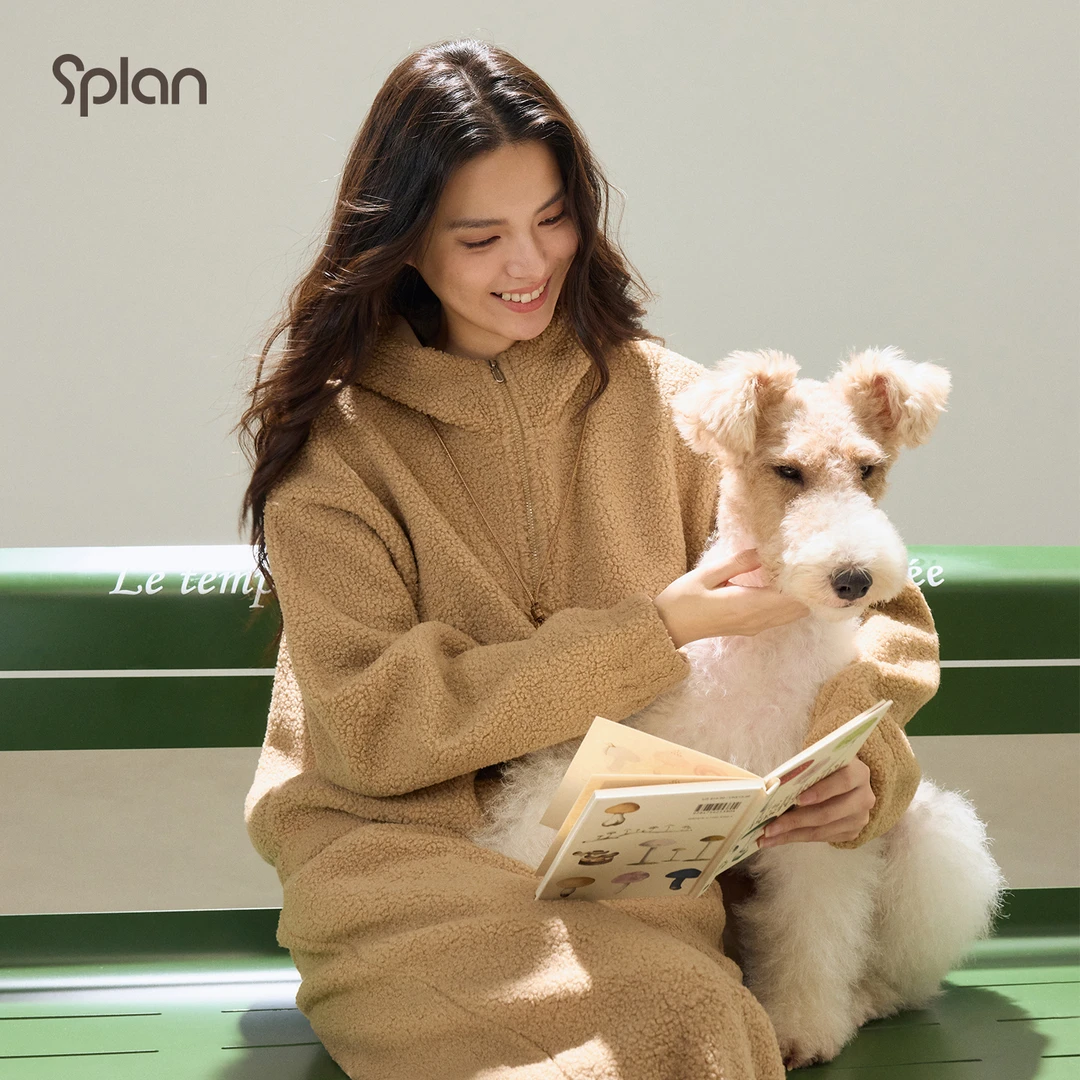 【秋冬新品】SPLAN 摇粒绒半拉链保暖舒适连帽长袖运动卫衣25152