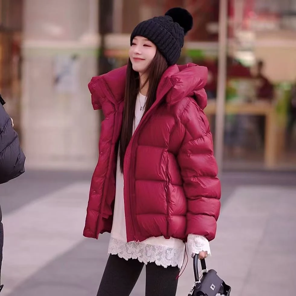 【暖意绒绒】90白鸭绒纯色连帽百搭羽绒服YR1169-欧韩穿搭