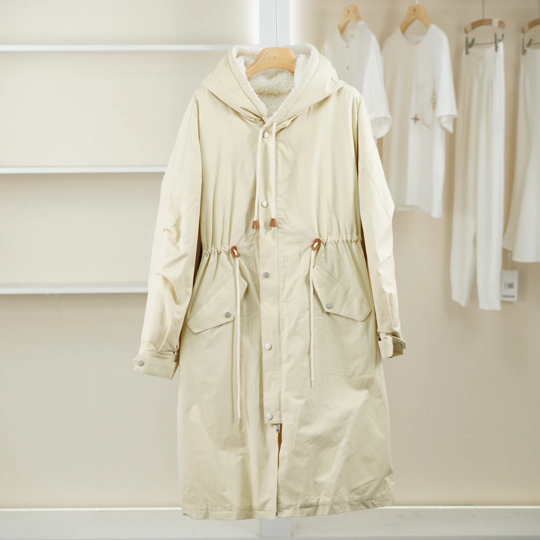 【麦迪尚品·品牌新款】5102630 冬季长款加绒保暖连帽厚外套女装