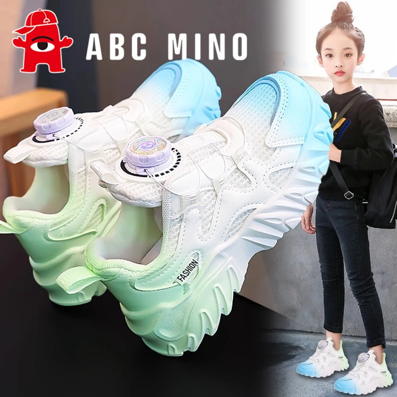 ABC MINO女童鞋子秋季儿童轻便跑步运动小白鞋女孩透气老爹鞋春秋
