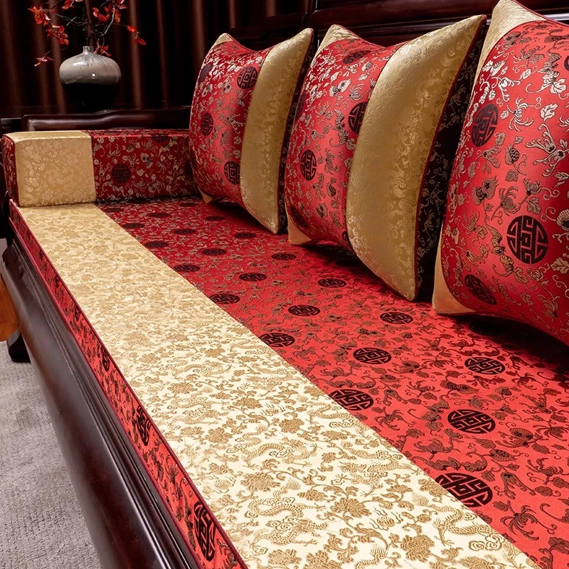 新中式红木沙发坐垫实木家具古典沙发垫罗汉床五件套防滑垫子专用
