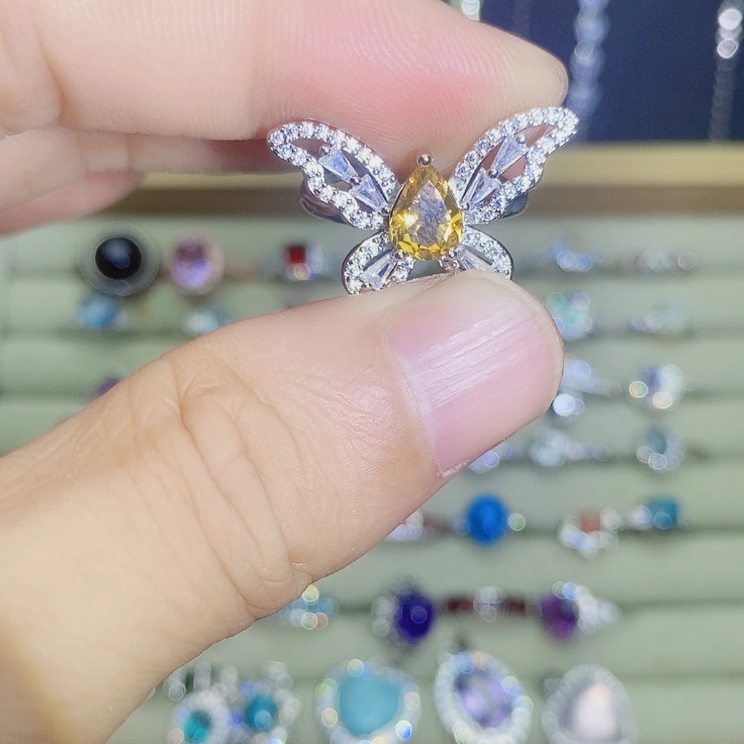 银S925镶嵌戒指黄晶
