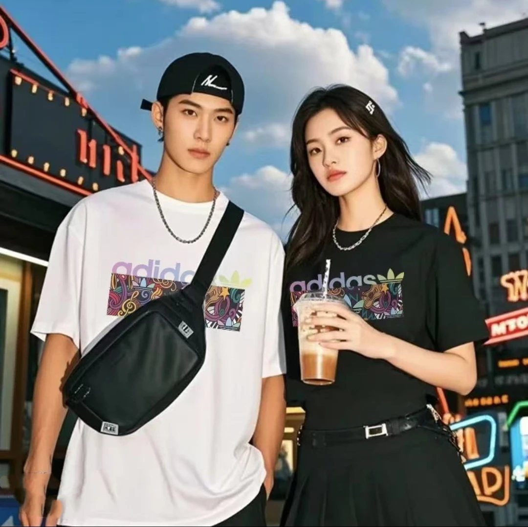 奥莱大牌折扣纯棉百搭男女同款时尚潮流宽松T恤半袖