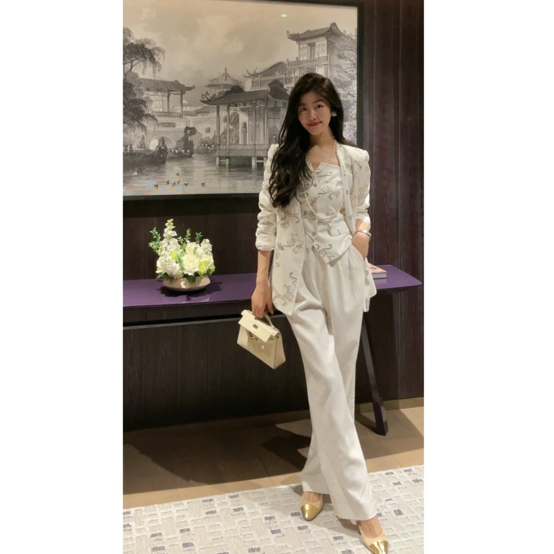 【N·COU】24春新款【人生银家】重工绣珠醋酸外套&吊带DY21566